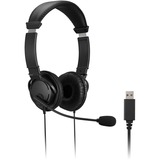 Kensington Auriculares USB-A clásicos con micrófono y control de volumen, Auriculares con micrófono negro, Alámbrico, Oficina/Centro de llamadas, Auriculares, Negro
