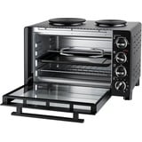 Unold 68885 cocina Cocina independiente Cerámico Negro, Mini horno negro, Cocina independiente, Negro, Giratorio, Negro, Metal, Vidrio