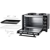 Unold 68885 cocina Cocina independiente Cerámico Negro, Mini horno negro, Cocina independiente, Negro, Giratorio, Negro, Metal, Vidrio