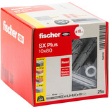 fischer Taco de expansión SX Plus 10x80, Pasador gris claro