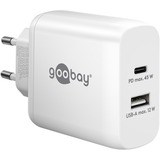 goobay Cargador rápido dual USB-C PD 45 vatios blanco