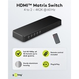goobay Conmutador matriz HDMI 4 a 2 (4K @ 60Hz), Splitter HDMI negro