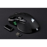 Corsair IRONCLAW RGB ratón mano derecha RF Wireless + Bluetooth + USB Type-A Óptico 18000 DPI, Ratones para gaming negro, mano derecha, Óptico, RF Wireless + Bluetooth + USB Type-A, 18000 DPI, Negro