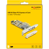 DeLOCK Tarjeta PCI-E x4 a 2x USB-C 40Gbps / 2x MiniDisplay LP, Tarjeta de interfaz 
