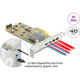 DeLOCK Tarjeta PCI-E x4 a 2x USB-C 40Gbps / 2x MiniDisplay LP, Tarjeta de interfaz 