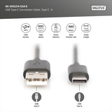 Digitus Cable de conexión USB 2.0 USB-A > USB-C negro
