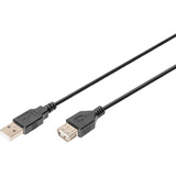 Digitus Cable de extensión USB 2.0, conector USB-A > enchufe USB-A, Cable alargador negro