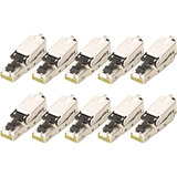 Digitus Conectores de campo CAT.6a STP tapa antipolvo/protección contra dobleces, 10 piezas, Enchufe plateado