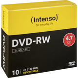 Intenso DVD-RW 4.7GB, 4x 4,7 GB 10 pieza(s), DVDs vírgenes 4x, DVD-RW, 120 mm, Caja de cd, 10 pieza(s), 4,7 GB