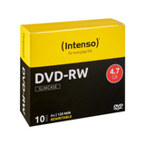 Intenso DVD-RW 4.7GB, 4x 4,7 GB 10 pieza(s), DVDs vírgenes 4x, DVD-RW, 120 mm, Caja de cd, 10 pieza(s), 4,7 GB