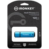 Kingston IronKey 128GB USB-C Vault Privacy 50C cifrado AES-256, FIPS 197, Lápiz USB celeste/Negro, FIPS 197, 128 GB, USB Tipo C, 3.2 Gen 1 (3.1 Gen 1), 250 MB/s, Tapa, Negro, Azul