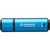 Kingston IronKey Vault Privacy 50 128 GB, Lápiz USB celeste/Negro