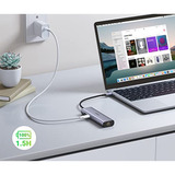 UGREEN USB-C to 2*USB3.0+HDMI+RJ 45+SD&TF+PD port Hub, Estación de acoplamiento plateado