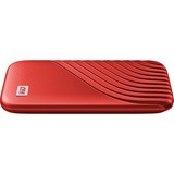 WD My Passport 2000 GB Rojo, Unidad de estado sólido rojo, 2000 GB, USB Tipo C, 3.2 Gen 2 (3.1 Gen 2), 1050 MB/s, Protección mediante contraseña, Rojo