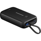 goobay Powerbank 20.000 mAh, cable USB-C integrado 13 cm, 30 vatios, Banco de potencia negro