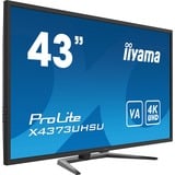 iiyama ProLite X4373UHSU-B1 pantalla para PC 108 cm (42.5") 3840 x 2160 Pixeles 4K Ultra HD Negro, Pantalla de gran formato negro, 108 cm (42.5"), 3840 x 2160 Pixeles, 4K Ultra HD, 3 ms, Negro