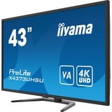 iiyama ProLite X4373UHSU-B1 pantalla para PC 108 cm (42.5") 3840 x 2160 Pixeles 4K Ultra HD Negro, Pantalla de gran formato negro, 108 cm (42.5"), 3840 x 2160 Pixeles, 4K Ultra HD, 3 ms, Negro