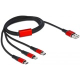 DeLOCK 86709 cable USB 1 m USB 2.0 USB A USB C/Lightning Negro, Rojo negro/Rojo, 1 m, USB A, USB C/Lightning, USB 2.0, Negro, Rojo