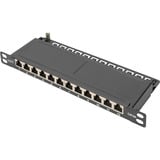 Digitus Panel de parcheo delgado de 10", 12 puertos, Cat.6a, Patch Panel negro
