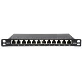 Digitus Panel de parcheo delgado de 10", 12 puertos, Cat.6a, Patch Panel negro