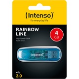 Intenso Rainbow Line unidad flash USB 4 GB USB tipo A 2.0 Azul, Lápiz USB azul, 4 GB, USB tipo A, 2.0, 28 MB/s, Tapa, Azul