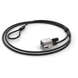 Kensington Candado con cable y llave para Surface Pro y Surface Go, Castillo negro, 1,8 m, Kensington, Llave, Acero al carbón, Negro, Plata