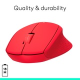 Logitech M330 Silent Plus ratón mano derecha RF inalámbrico Mecánico 1000 DPI rojo, mano derecha, Mecánico, RF inalámbrico, 1000 DPI, Rojo
