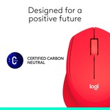 Logitech M330 Silent Plus ratón mano derecha RF inalámbrico Mecánico 1000 DPI rojo, mano derecha, Mecánico, RF inalámbrico, 1000 DPI, Rojo