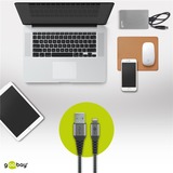 goobay cable adaptador USB 2.0, conector USB-A > conector Lightning gris/Plateado