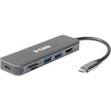 D-Link DUB-2327 base para portátil y replicador de puertos Alámbrico USB Tipo C Gris, Estación de acoplamiento plateado, Alámbrico, USB Tipo C, 60 W, Gris, MicroSD (TransFlash), SD, SDHC, SDXC, 5 Gbit/s
