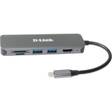D-Link DUB-2327 base para portátil y replicador de puertos Alámbrico USB Tipo C Gris, Estación de acoplamiento plateado, Alámbrico, USB Tipo C, 60 W, Gris, MicroSD (TransFlash), SD, SDHC, SDXC, 5 Gbit/s