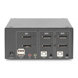 Digitus Conmutador KVM DisplayPort 2x 1, Switch KVM negro