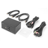 Digitus Conmutador KVM DisplayPort 2x 1, Switch KVM negro