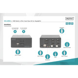 Digitus Conmutador KVM DisplayPort 2x 1, Switch KVM negro