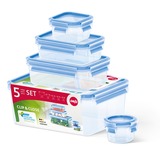 Emsa 512753 recipiente de almacenar comida Rectangular Caja Azul, Translúcido 5 pieza(s) transparente/Azul, Caja, Rectangular, Azul, Translúcido, Polipropileno (PP), Elastómero termoplástico (TPE), Alemania, 250 ml