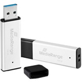 MediaRange Alto rendimiento 128 GB, Lápiz USB plateado/Negro
