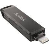 SanDisk iXpand unidad flash USB 256 GB USB Type-C / Lightning 3.2 Gen 1 (3.1 Gen 1) Negro, Lápiz USB negro, 256 GB, USB Type-C / Lightning, 3.2 Gen 1 (3.1 Gen 1), Girar, Protección mediante contraseña, Negro