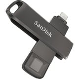 SanDisk iXpand unidad flash USB 256 GB USB Type-C / Lightning 3.2 Gen 1 (3.1 Gen 1) Negro, Lápiz USB negro, 256 GB, USB Type-C / Lightning, 3.2 Gen 1 (3.1 Gen 1), Girar, Protección mediante contraseña, Negro