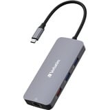 Verbatim CMH-09 USB Tipo C 10000 Mbit/s Plata, Estación de acoplamiento gris, USB Tipo C, HDMI, RJ-45, USB 3.2 Gen 1 (3.1 Gen 1) Type-A, USB 3.2 Gen 2 (3.1 Gen 2) Type-A, USB 3.2 Gen 2..., MicroSD (TransFlash), SD, 10000 Mbit/s, 60 Hz, Plata