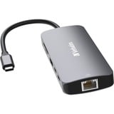 Verbatim CMH-09 USB Tipo C 10000 Mbit/s Plata, Estación de acoplamiento gris, USB Tipo C, HDMI, RJ-45, USB 3.2 Gen 1 (3.1 Gen 1) Type-A, USB 3.2 Gen 2 (3.1 Gen 2) Type-A, USB 3.2 Gen 2..., MicroSD (TransFlash), SD, 10000 Mbit/s, 60 Hz, Plata