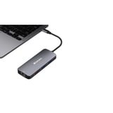 Verbatim CMH-09 USB Tipo C 10000 Mbit/s Plata, Estación de acoplamiento gris, USB Tipo C, HDMI, RJ-45, USB 3.2 Gen 1 (3.1 Gen 1) Type-A, USB 3.2 Gen 2 (3.1 Gen 2) Type-A, USB 3.2 Gen 2..., MicroSD (TransFlash), SD, 10000 Mbit/s, 60 Hz, Plata