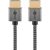 goobay Cable HDMI Plus delgado de alta velocidad con Ethernet, 4K @ 60Hz gris