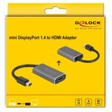 DeLOCK 63200 adaptador de cable de vídeo 0,2 m Mini DisplayPort HDMI tipo A (Estándar) Gris negro/Gris, 0,2 m, Mini DisplayPort, HDMI tipo A (Estándar), Macho, Hembra, Derecho