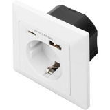 Digitus Enchufe de seguridad empotrado, con 1x USB-A y 1x USB-C blanco