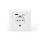 Digitus Enchufe de seguridad empotrado, con 1x USB-A y 1x USB-C blanco