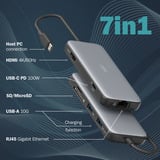 Digitus Estación de acoplamiento USB-C de 7 puertos gris/Negro