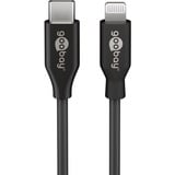 goobay 39428 cable de conector Lightning 0,5 m Negro negro, 0,5 m, Lightning, USB C, Macho, Macho, Negro