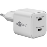 goobay Cargador rápido dual USB-C Nano, PD, GaN, 35 vatios blanco