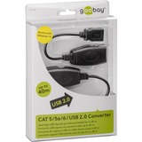 goobay USB - extension Ethernet, 40m cable USB USB A Negro, Cable alargador negro, 40m, 40 m, USB A, USB A, Negro