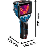 Bosch GTC 600 C Noise equivalent temperature difference (NETD) IR Negro, Azul 256 x 192 Pixeles Pantalla incorporada LCD, Termodetector azul/Negro, Noise equivalent temperature difference (NETD), -20 - 600 °C, 9 Hz, 50 mK, Térmico, 2 °C